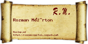 Rozman Márton névjegykártya